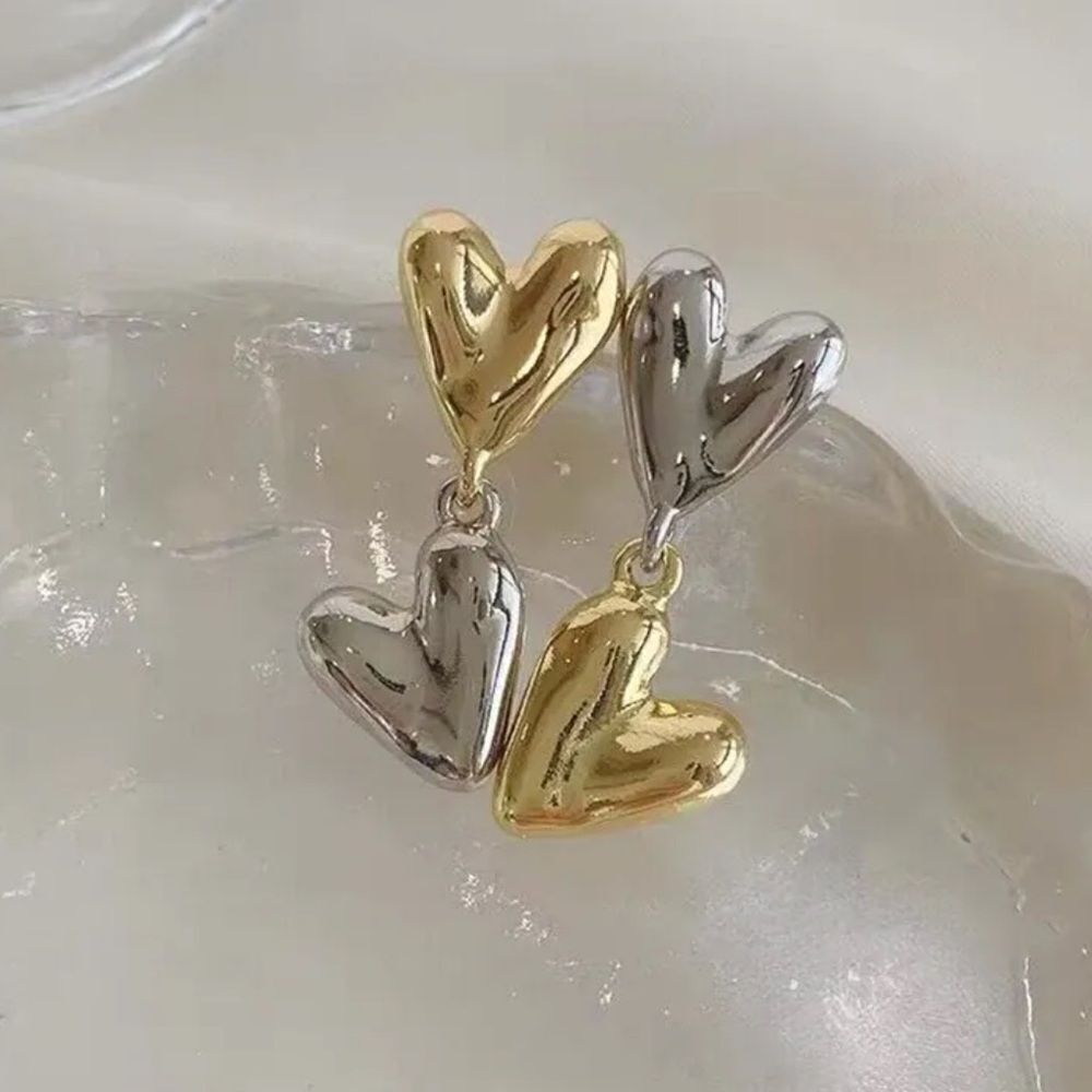 Bohemian two tone heart earrings N324